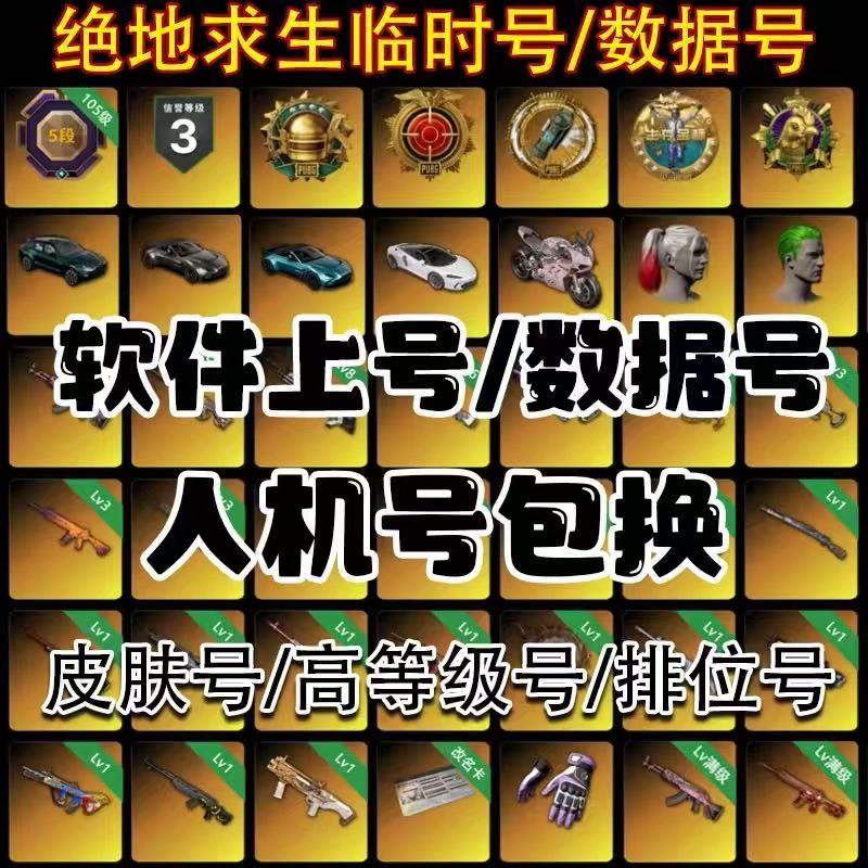 吃鸡账号 豪华版等级号 皮肤号 可选号